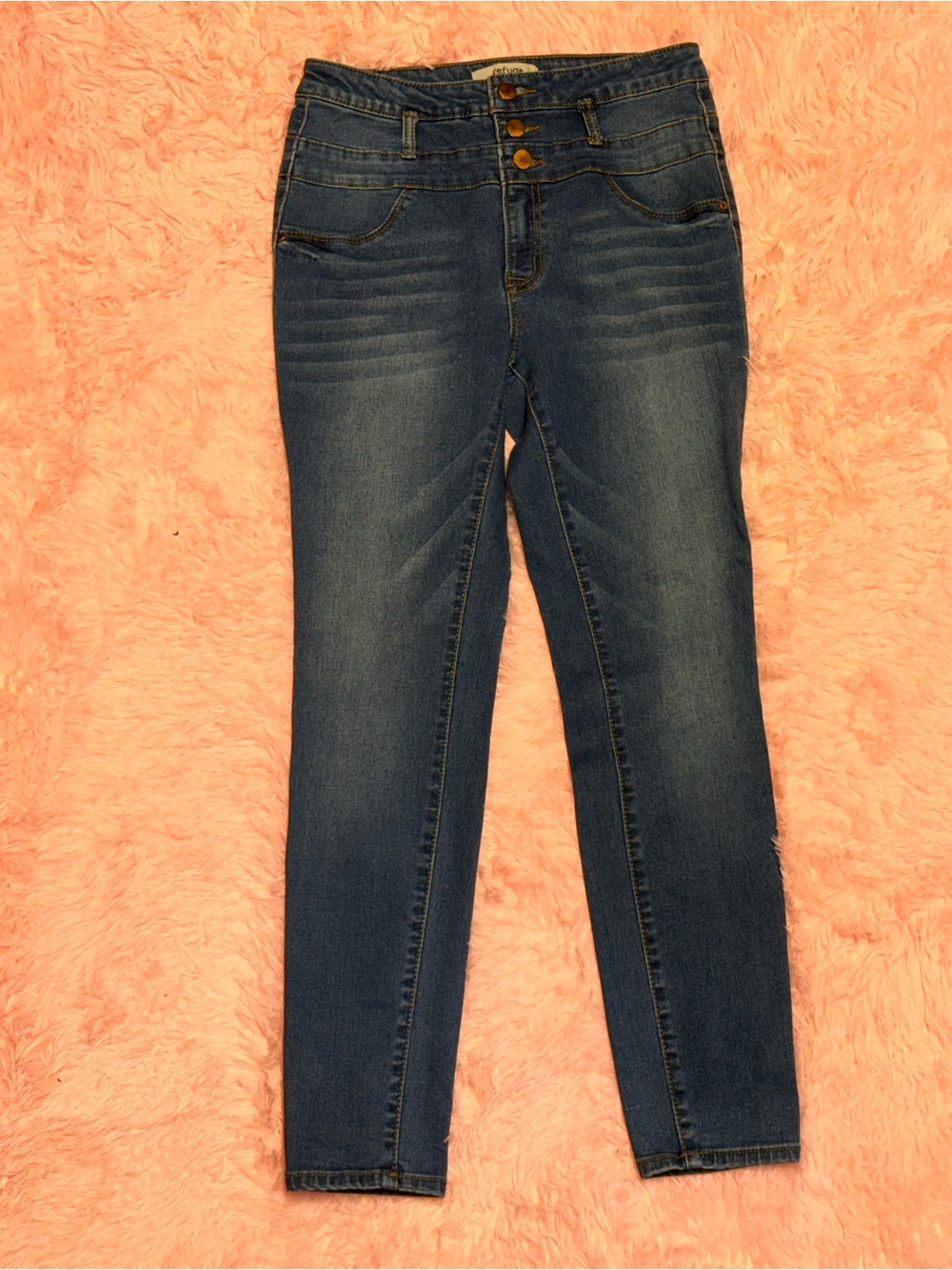 Refuge Women’s Skinny Jeans Size Small Medium Wash 3 Button High Rise Denim